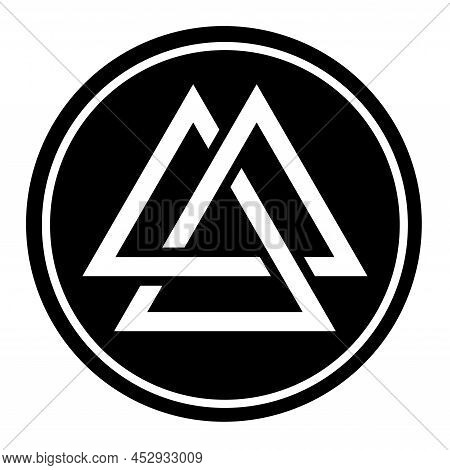 Valknut Symbol Icon In A Black Circle