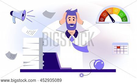 Stress Level Meter Concept Of Emotional Overload, Stress Level, Burnout, Increased Productivity, Tir