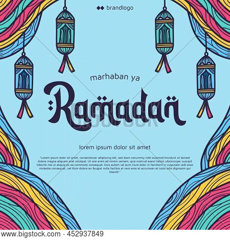 Marhaban Ya Ramadan Colorful Fun Ramadan Festival Greeting Poster Design