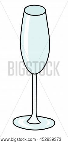 Flute Sparkling Wine And Cocktail Glass. Stylish Hand-drawn Doodle Cartoon Style Gin Colored Vector 