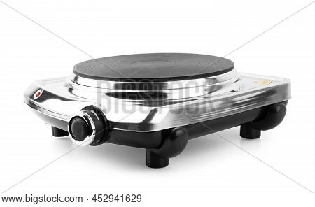 Portable Single Burner Electric Stove Isolated On White