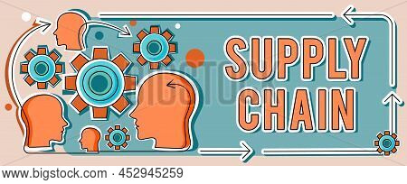 Conceptual Caption Supply Chain. Internet Concept System Of Organization And Processes From Supplier