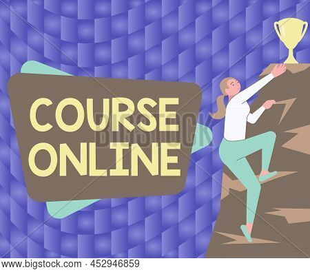 Conceptual Caption Course Online. Word For Elearning Electronic Education Distant Study Digital Clas
