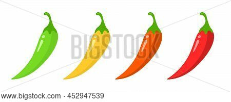 Spiciness Level. Chilli With Fire. Spicy. Vector Illustration