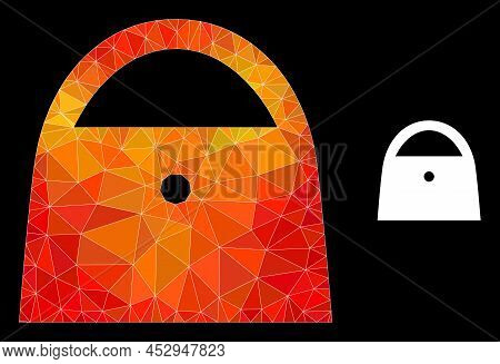 Low-poly Lady Bag Icon With Fire Vibrant Gradient. Triangulated Flame Colored Lady Bag Polygonal Sym