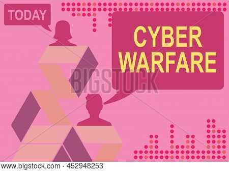 Text Sign Showing Cyber Warfare. Business Concept Virtual War Hackers System Attacks Digital Thief S