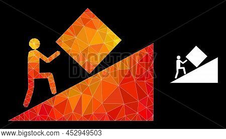 Lowpoly Pointless Task Icon With Fire Vibrant Gradient. Triangulated Fire Vibrant Pointless Task Pol