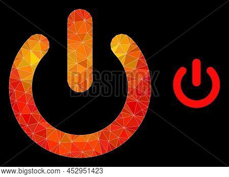Low-poly Turn Off Icon With Fire Colored Gradient. Triangulated Fire Vibrant Turn Off Polygonal Icon