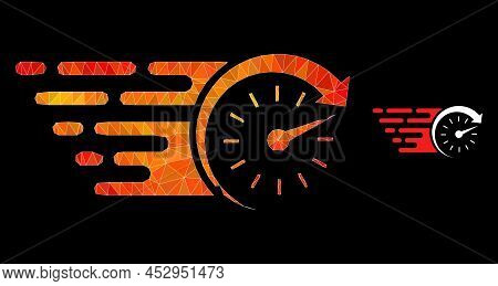 Low-poly Time Icon With Flame Colorful Gradient. Triangulated Orange Colored Time Polygonal 2d Illus
