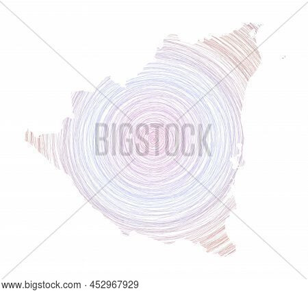 Nicaragua Map Filled With Concentric Circles. Sketch Style Circles In Shape Of The Country. Vector I