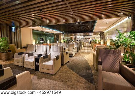 SINGAPORE - CIRCA JANUARY, 2020: interior shot of Dnata Lounge in Singapore Changi Airport.