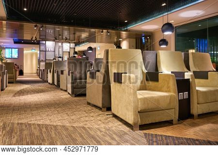 SINGAPORE - CIRCA JANUARY, 2020: interior shot of Dnata Lounge in Singapore Changi Airport.