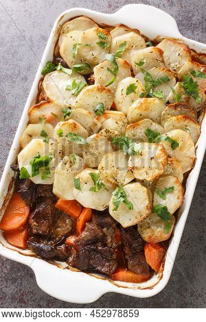 Lancashire Hotpot Succulent Lamb In A Meaty Gravy, Topped With Potatoes That Are Tender Underneath A