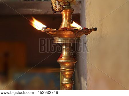 Indian Traditional Silver Oil Lamp Varalakshmi, Kuthu Vilakku, Brass Traditional Ornamental Lamp,