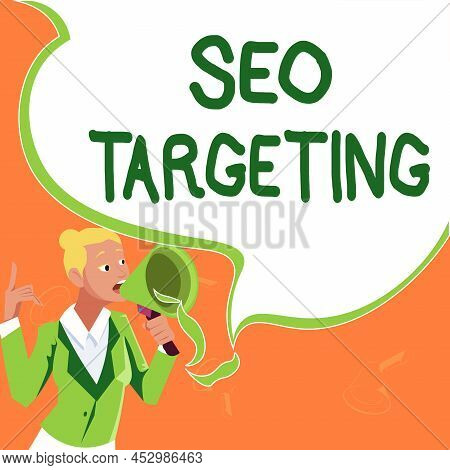 Text Caption Presenting Seo Targeting. Concept Meaning Specific Keywords For Location Landing Page T