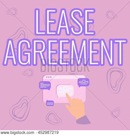 Text Sign Showing Lease Agreement. Word For Contract On The Terms To One Party Agrees Rent Property 