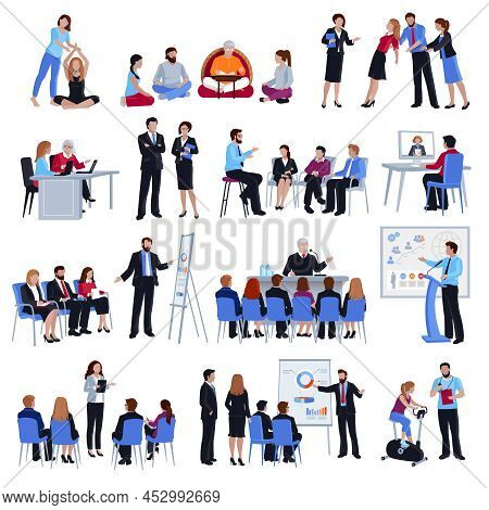 Professional Business Life And Sport Coaching Spiritual Expert Adviser Mentoring Concept Flat Icons 