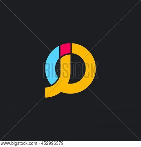 Letter Jd Round Circle Colorful Geometric Logo Vector