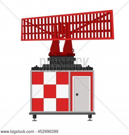 Radar Station In Trendy Flat Design Isolated Vector On White Background, Communication Equipment Tec
