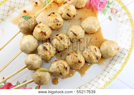Meat Balls Roast With Fire Soft.