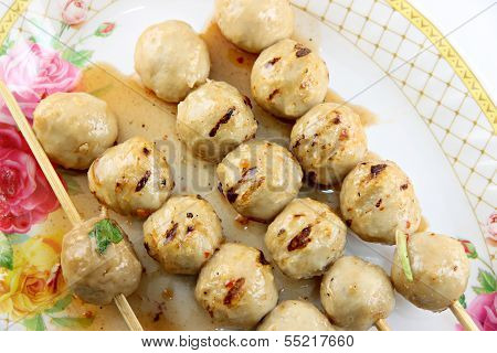 Meat Balls Roast With Fire Soft.