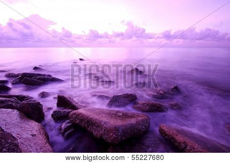 long exposure of sea and rocks
