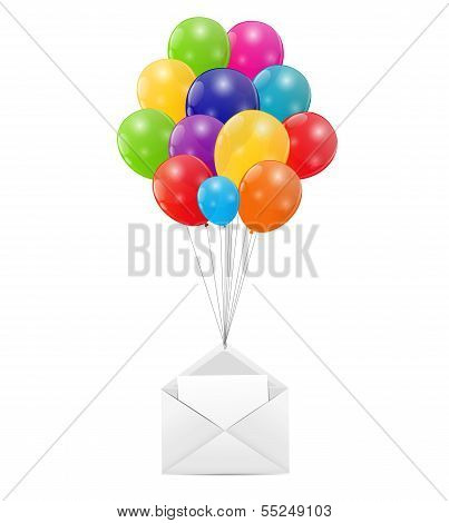 Envelope with Balloons Vector Illustration