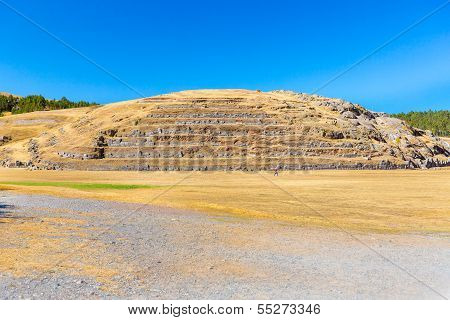 Inca Wall In Saqsaywaman, Peru, South America. Example Of Polygonal Masonry. The Famous 32 Angles St