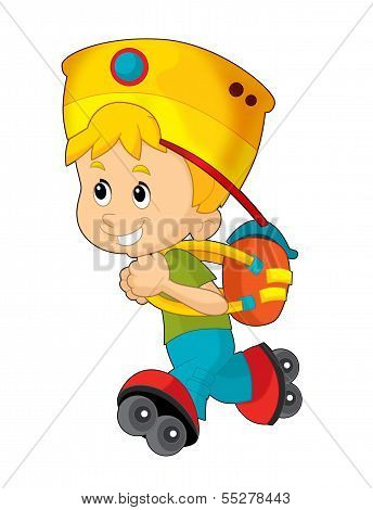 Cartoon child having fun - illustration for the children