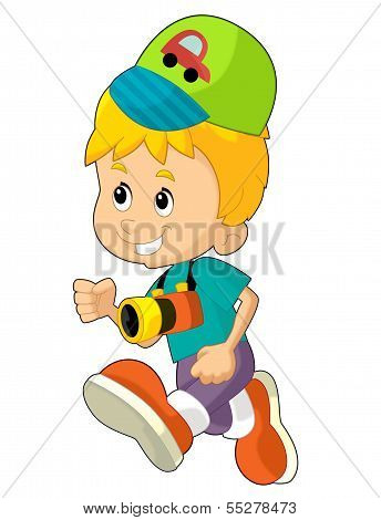 Cartoon child having fun - illustration for the children