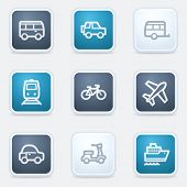 Transport web icon set, square buttons