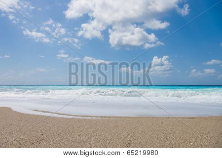 wild beach of Kathisma island of Lefkada in Greece 
