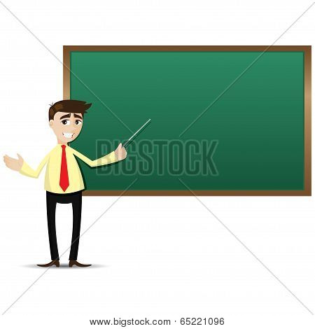 Cartoon Teacher With Black Board
