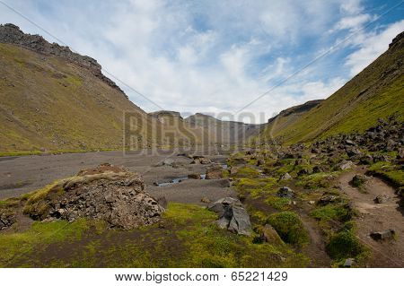 Eldgja canyon is located on the South of the Iceland