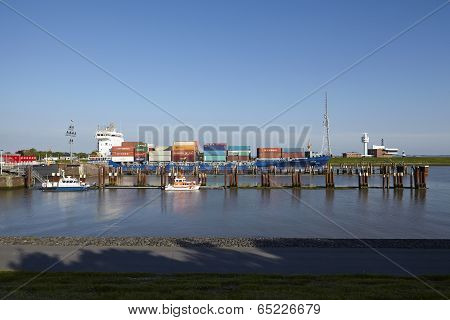 Brunsbuettel - Container Vessel At Departure Of Lockage