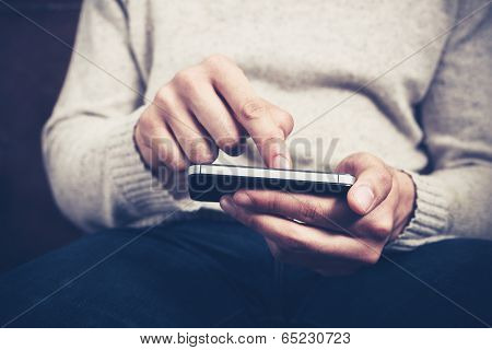 Man Using Smartphone
