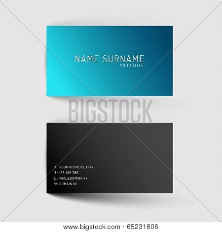 Modern simple blue minimalistic dark  business card template