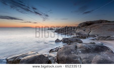 Sunset Over Algajola Beach In Corsica