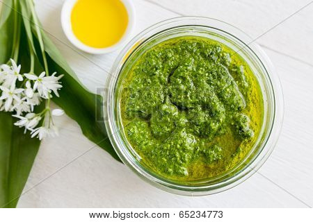 Pesto With Wild Garlic In A Jar