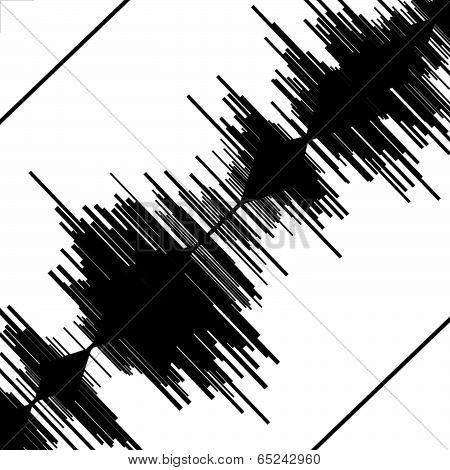 Abstract black seismogram on white paper background