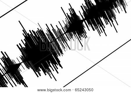 Abstract black seismogram on white paper background