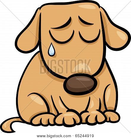 Sad Dog Cartoon Illustration