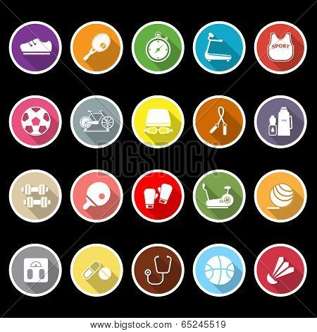 Fitness Icons With Long Shadow