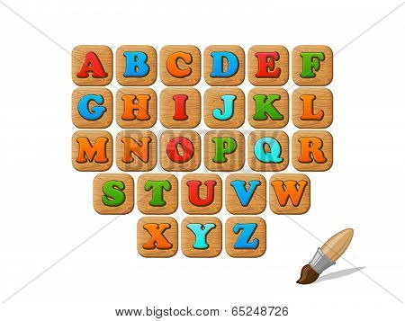 ABC on wooden blocks funny kid vector set