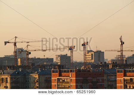 City view at sunset