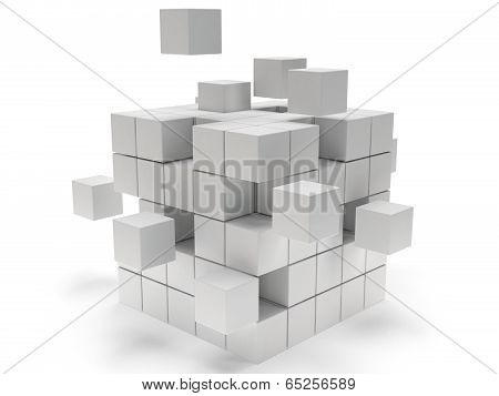 Cubes block. Assembling concept. On white.