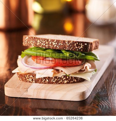 cold cut turkey deli meat sandwich