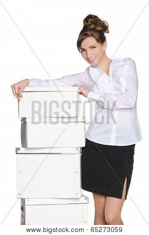Young Girl With White Boxes