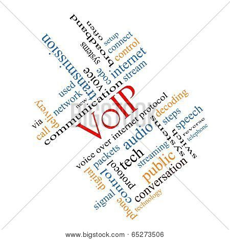 Voip Word Cloud Concept Angled