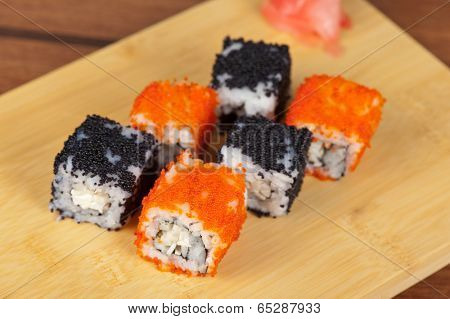 Japanese cuisine - tobico sushi rolls